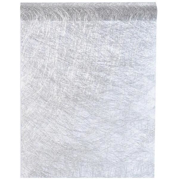 Chemin de table élégant brillant argent métallique 30cm x 25m (x1) R/4755