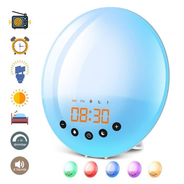 SURENHAP LED lever du soleil réveil numérique intelligent réveil lumière colorée changeante atmosphère veilleuse 1112566