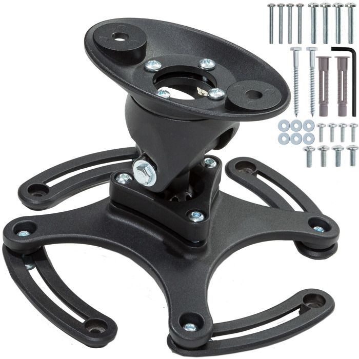TECTAKE Support plafond universel pour vidéoprojecteurs - Aluminium - Noir