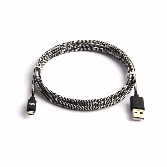 Câble USB/Micro USB Nylon 1m Noir/Blanc