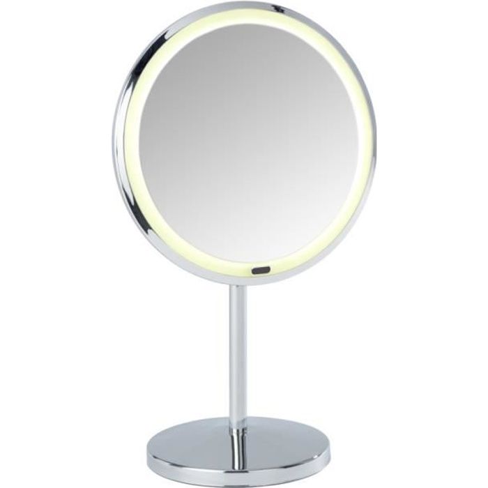 Miroir grossissant LED sur pied x 5, Miroir maquillage LED Ø 20 cm, Onno