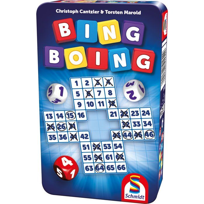 Schmidt Spiele 51454 Bing Boing – Jeu De Dés Rapide En Boîte Métal – Voyage – 2 à 8 Joueurs Dès 7 Ans