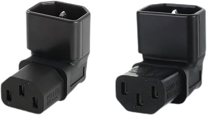 Câble D'Alimentation Angle Droit 90° IEC Mâle C14 Vers IEC Femelle C13 - Neuf, 10A, 0.11 Lbs