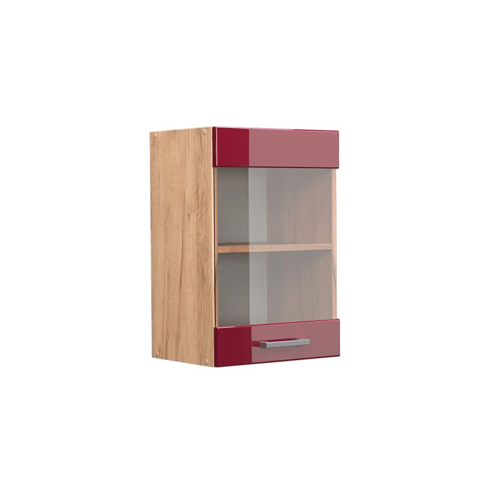 Armoire en verre R-Line 40cm Rouge brillant/Chêne de force doré Vicco 37142