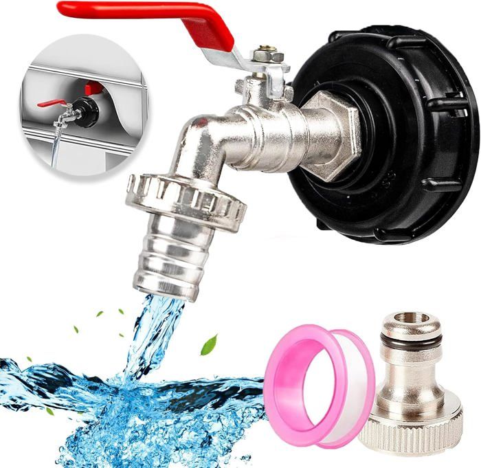 Hufhnwso Raccord Cuve 1000 Litres IBC 1/2 Robinet De Jardin Adaptateur De Réservoir De Vidange