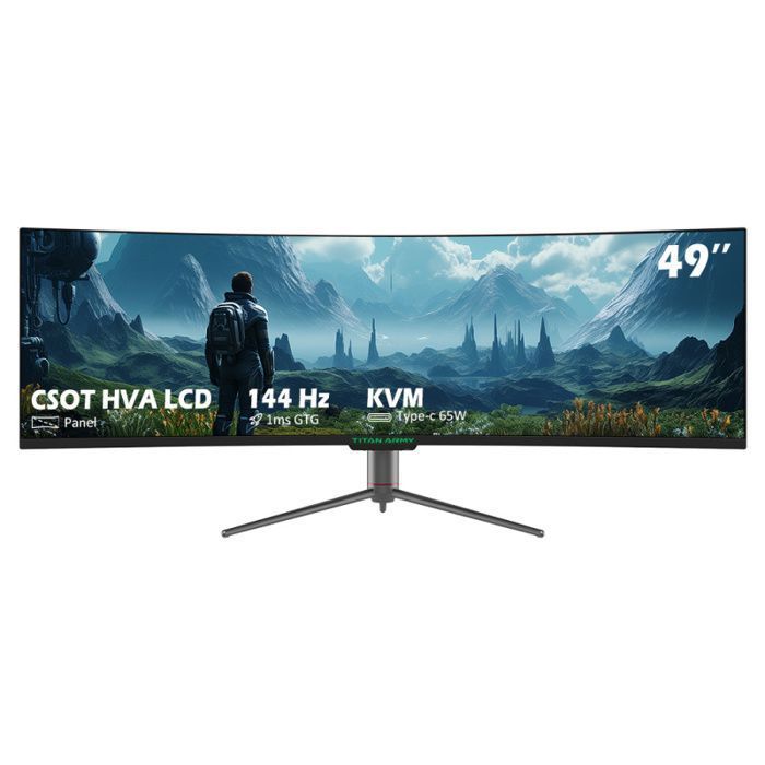Moniteur de Jeu TITAN ARMY C49SHC avec Panneau CSOT HVA – Écran Surdimensionné 32:9 – DFHD – 144 Hz – Technologie Adaptive-Sync