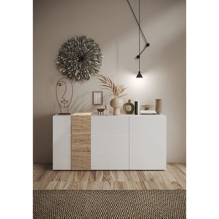 Buffet 3 portes MACON blanc/chêne miel Buffet 3 portes MACON blanc/chêne miel