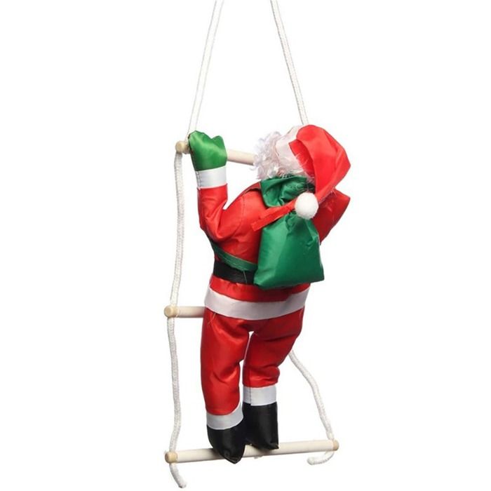 Peluche -YIBUJIAZU-Père Noël grimpant avec une échelle en corde décoration artif- jouets cadeaux pour enfants