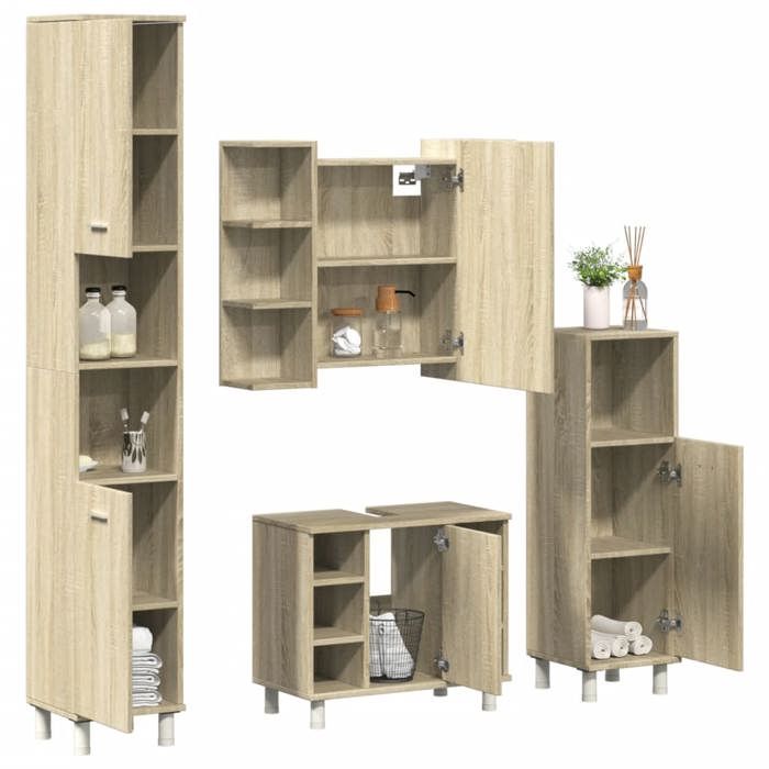 vidaXL Ensemble de meubles de salle de bain 4 pcs chêne sonoma 3324970