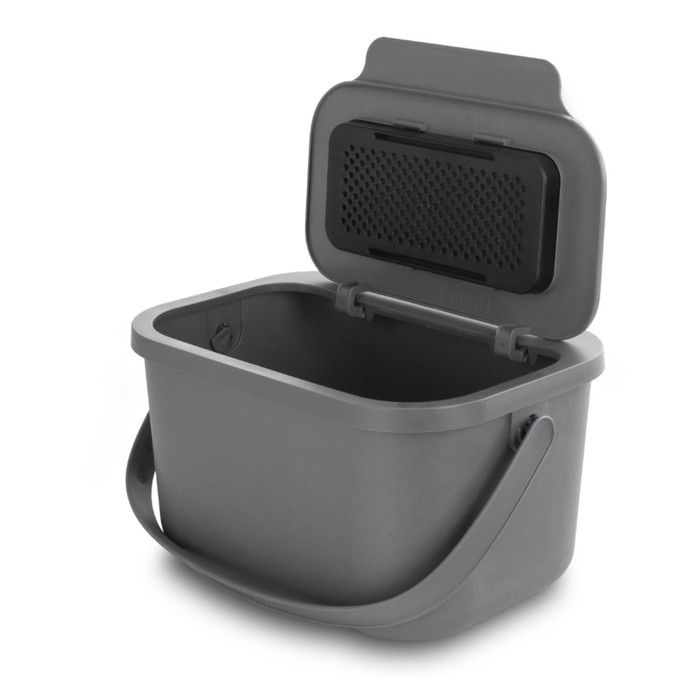 Practic Mini Bini - Poubelle Bio - capacité 4,5 litres - Zwart avec couvercle marron Practic Mini Bini - Poubelle Bio - capacité 4,5 litres - Zwart avec couvercle marron