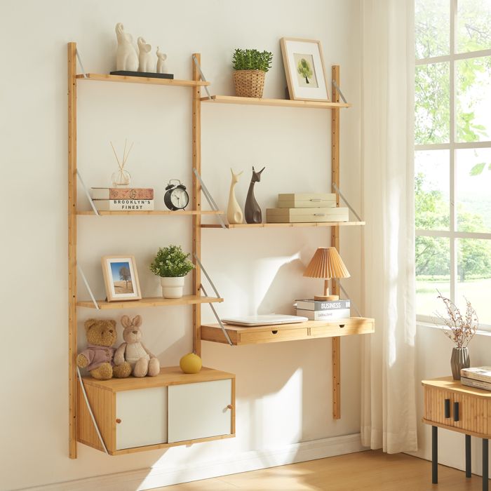Étagère murale Tingvoll bambou 176 x 147 x 34 cm naturel en.casa