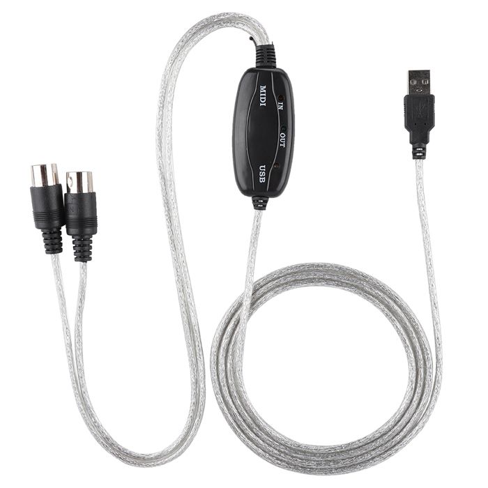 Câble Interface MIDI Vers USB - Convertisseur PC Pour Clavier/piano/synthé - Neuf