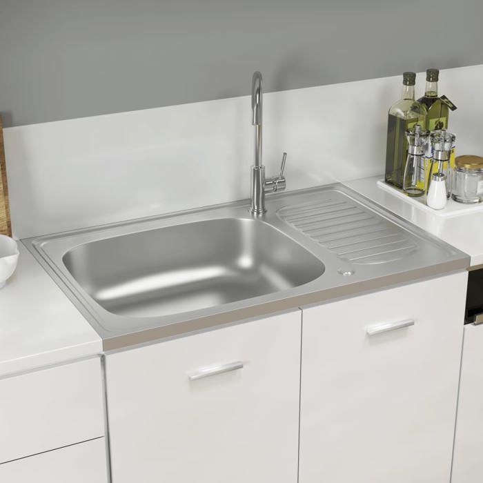Bon plan Jeu dévier de cuisine - JILI HOT - Lavabo Installation de Cuisine et égouttoir argenté 800x500x155 mm inox Thome1935664