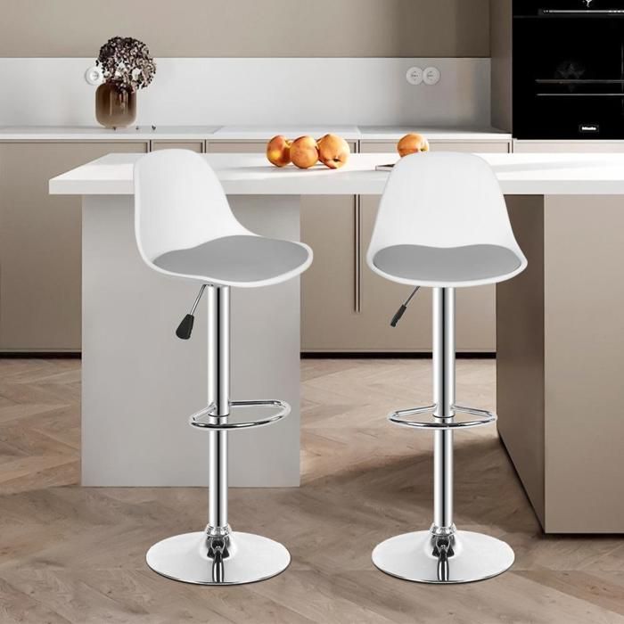 JEOBEST Lot de 2 Tabourets de Bar Style Scandinave Chaises de Salle À Manger Chaises de Cuisine Pieds en Métal