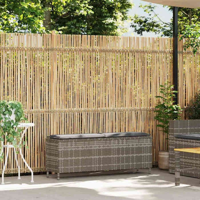 VENTE-FLASH Banc de jardin - Siège/Meuble - avec coussin gris 110x30x405 cm résine tressée @7152616