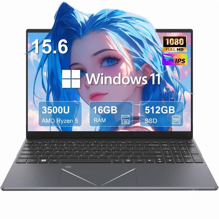 PC portable-15.6AMD Ryzen 5 3500U (4C/8TJusquà 37 GHz)16Go RAM DDR4 512Go SSDWindows 11PROWiFi5HDMI，Ordinateur Portable