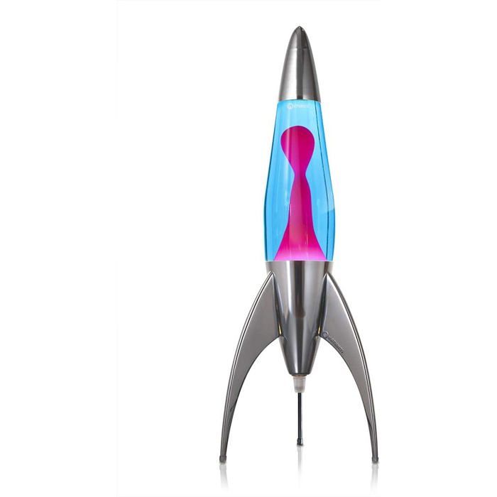 Lampe à lave - MATHMOS - Telstar - Bleu et rose - Métal moulé chromé - Finition argentée polie