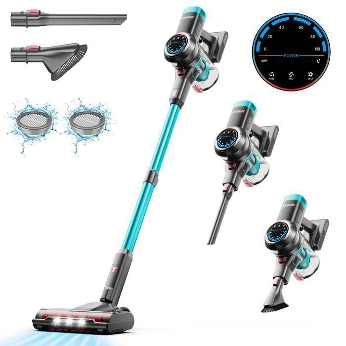 Aspirateur balai sans fil Hompany V16- Modèle sans fil - 450 W 40KPA - 60 min autonomie - Design autoportant Aspirateur à main