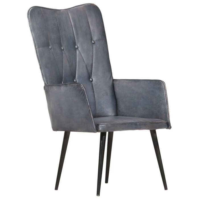 Fauteuil Relax Black MonthCanapé-chaise/Fauteuil à oreilles Gris Cuir véritable - 55x41x97cm EU25_5769036
