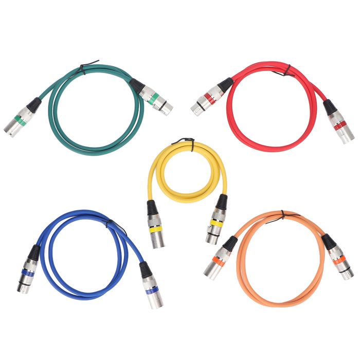 Lot De 8 Câbles Micro XLR Mâle à Femelle 2m - 4 Couleurs Pour Mixage Et Sono