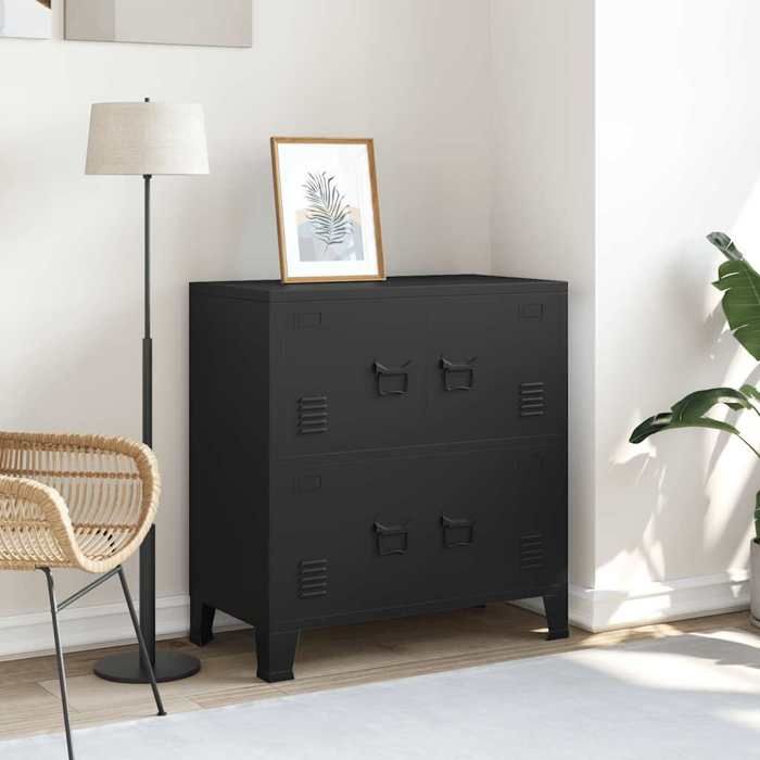SALE 2026 Armoire de classement Noir - Coffre de rangement industriel Noir 75x40x80cm Acier PRO393376871