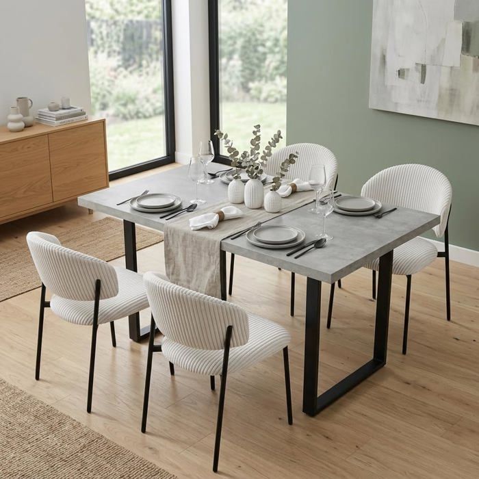 JIEXI Ensemble table de salle à manger extensible 4 chaises rembourrées table de cuisine extensible de 130 à 170 cm