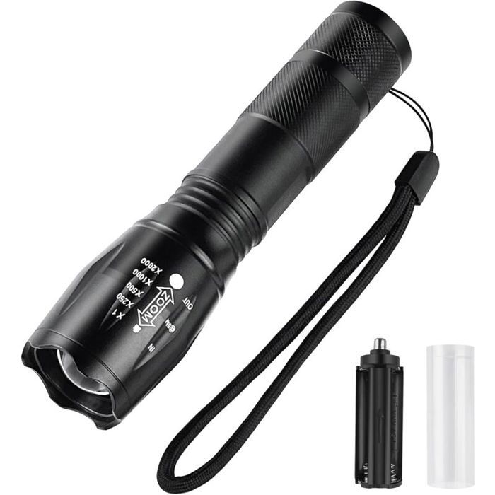 Lampe torche LED - PZCC - Ultra puissante - Zoomable - Étanche - 5 modes de lumière - Dimensions 3 2x13 2 cm