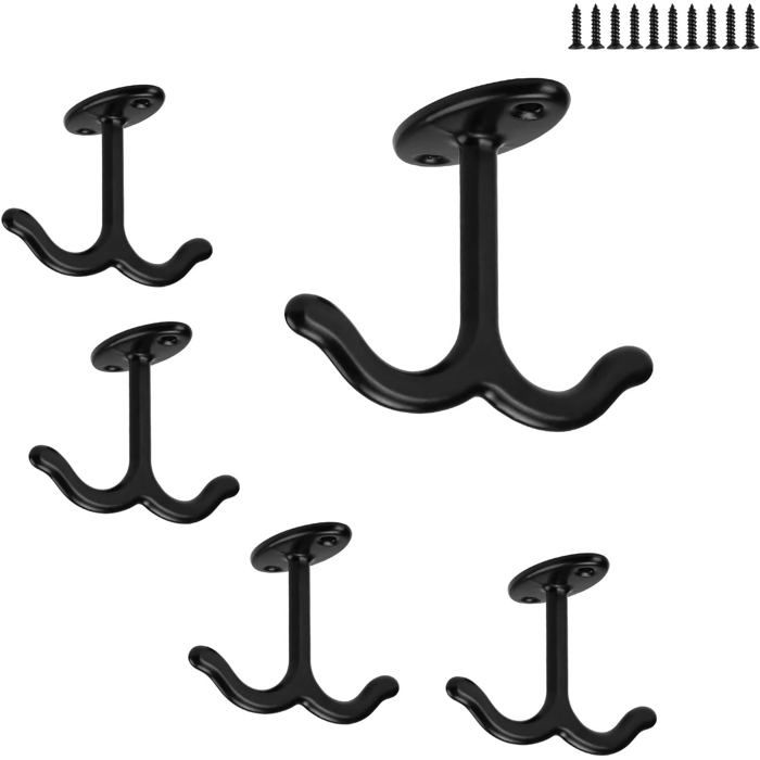 Crochet plafond double - EVERWOL - Alliage de zinc - Double crochet - 5 pièces - Vis autotaraudeuses incluses
