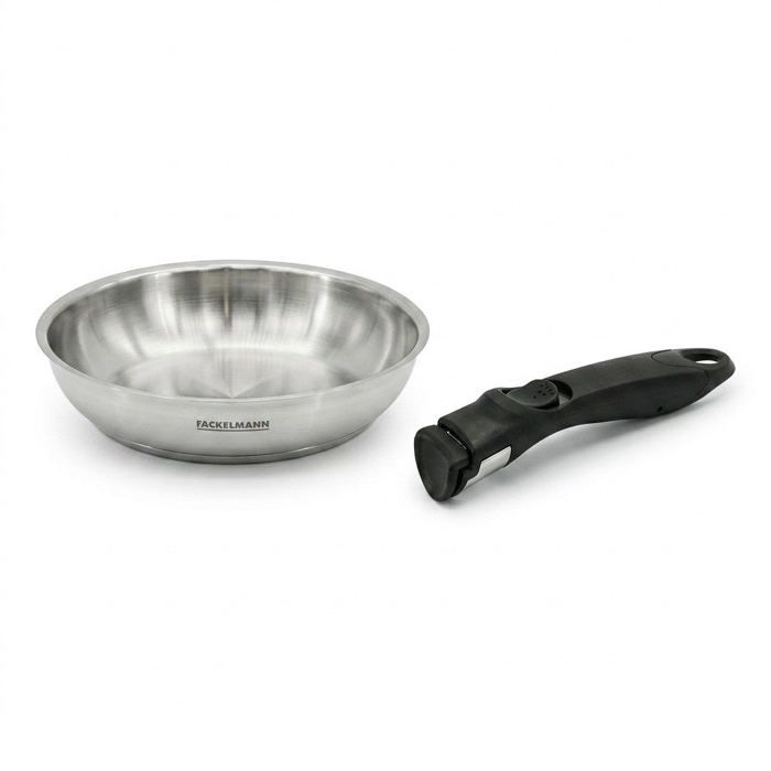 Poêle de cuisson 20 cm en inox et manche amovible Fackelmann InoGrip avec accessoires Poêle de cuisson 20 cm en inox et manche amovible Fackelmann InoGrip avec accessoires