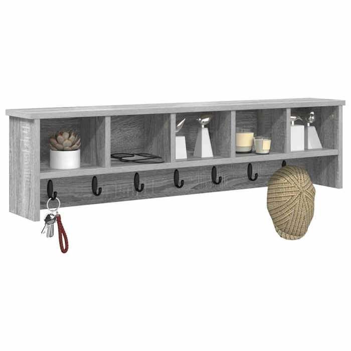 Meuble Étagère - Gris - Porte-manteau mural - 1 pc - avec étagère Sonoma gris 100x16x26 cm B4949