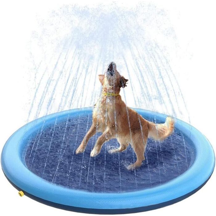 Tapis Jet deau ChienCoussin Darrosage 170 cm Tapis de PulvérisationTapis de Jeu Aquatiquepour Enfants et Animaux Domestiques