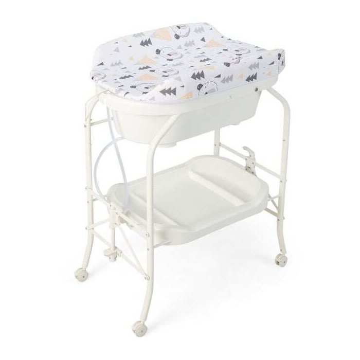 Table à langer 2 en 1 avec baignoire et station de change pliable - Blanc