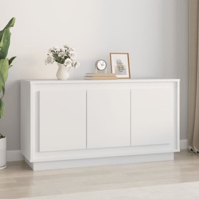 Buffet bas - AKOZON - 102x35x55 cm - Bois dingénierie - 2 portes - Style classique