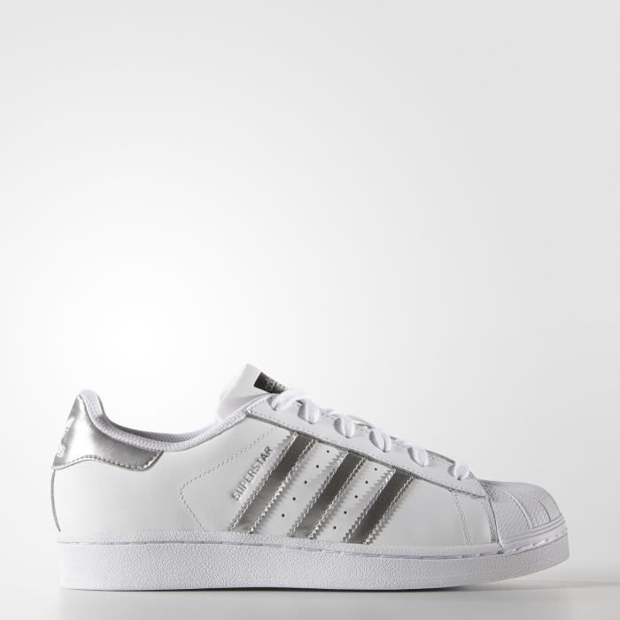 ADIDAS ORIGINALS Baskets Superstar Femme Blanc et argent Cdiscount Chaussures