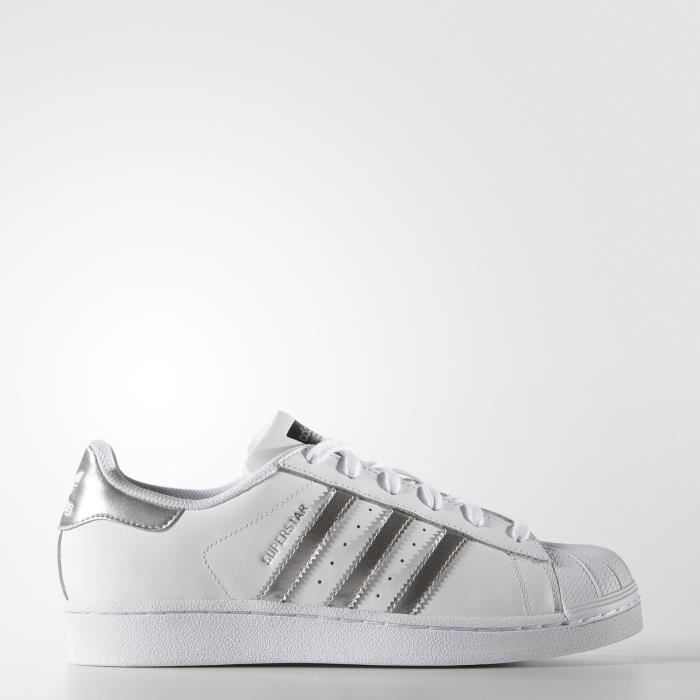 ADIDAS Baskets Superstar Femme Blanc et argent - Chaussures