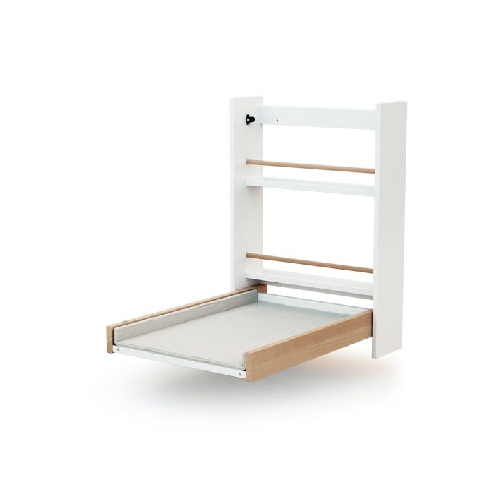 AT4 - Table à langer murale rabattable en bois avec matelas EAZY Blanc et Hêtre Verni - Taille unique AT4 - Table à langer murale rabattable en bois avec matelas EAZY Blanc et Hêtre Verni - Taille unique