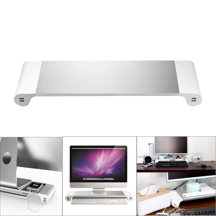 Organisateur En Aluminium De Bureau De Support De Moniteur De Pc D Ordinateur Portable En Aluminium Avec 4 Ports Usb Prix Pas Cher Cdiscount