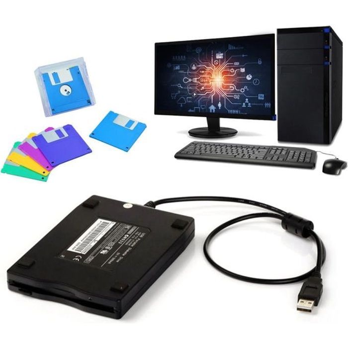 Lecteur de disquette Externe USB 3.5 1.44Mo 2HD 2DD Portable avec cable  pour ordinateur PC - Cdiscount Informatique
