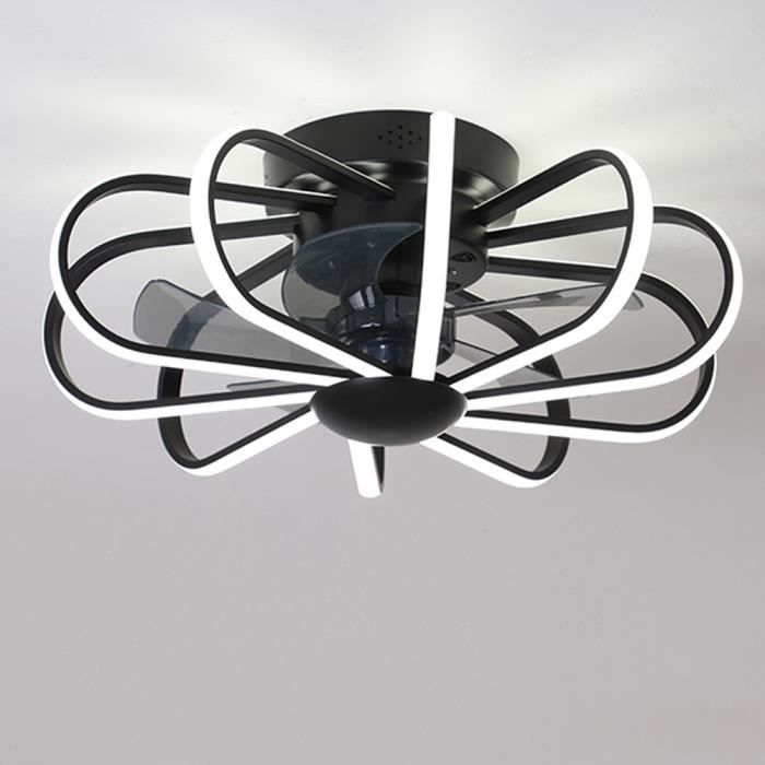 B, 55CM/72W LED Ventilateur De Plafond Lumière Avec Télécommande De Balisage Lumineux Dimmable Vivant Lampe Ambiante Plafonnier Métal Acrylique Pour L'éclairage De La Chambre De Salon,B,55CM/72W 