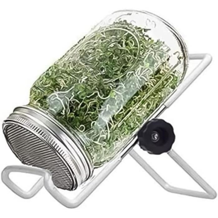 Yeory Pots Mason Avec Couvercles Bocaux Mason Kit Jar Kit De Graines De Germination Sprouter Sprouter Avec Support De Couvercle Pour La Culture Du Brocoli Alfalfa Germes De Haricots 500 ML