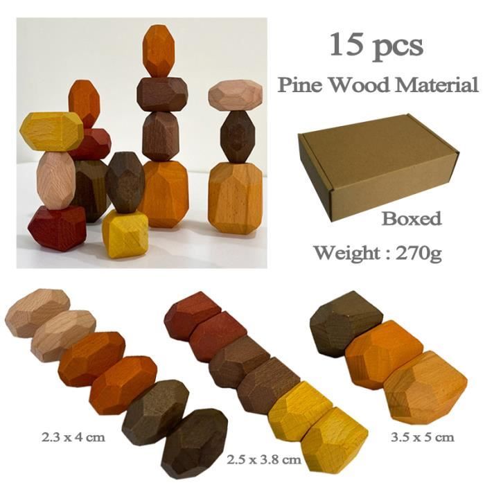 EJ.life Jeu d'empilage de jouets de tri en bois Jouet de classification en bois Montessori Aides