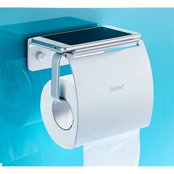 Distributeur Papier Toilette Mural Rond Étanche - Support WC Avec Fenêtre - Blanc ABS