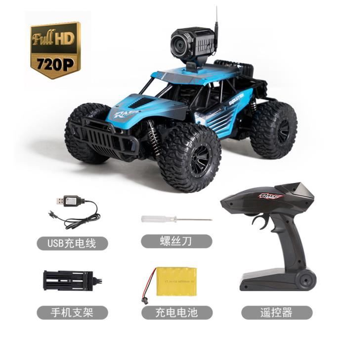 Bleu sans cam?�ra - Voiture t?�l?�command?�e avec cam?�ra pour enfants, voiture de course ?� grande 