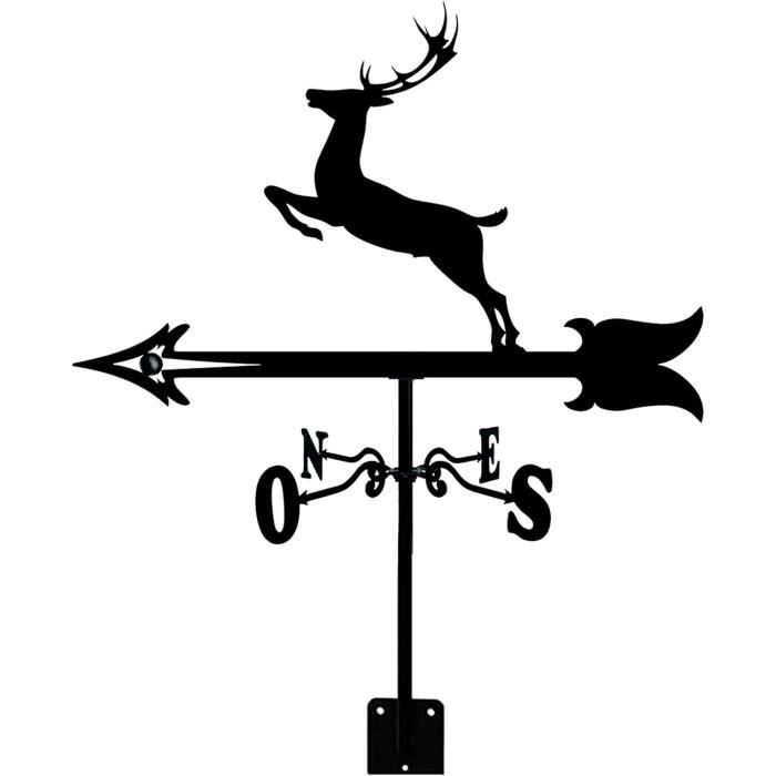 JESSAH Girouette avec Montage sur Le Toit girouette indicateur de Direction du Vent Conception cerf rétro girouette en Acier Inoxydable girouette créative pour Support Animal extérieur décor artisa JESSAH Girouette avec Montage sur Le Toit girouette indicateur de Direction du Vent Conception cerf rétro girouette en Acier Inoxydable girouette créative pour Support Animal extérieur décor artisa