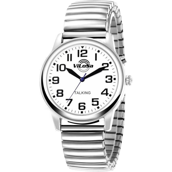 ViLoSa Montre parlante de français pour Personne âgée Aveugle malvoyante  Argent, - Achat/vente montre Blanc - Cdiscount