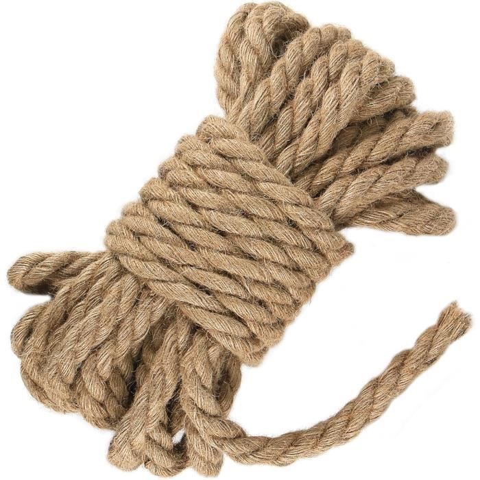 Corde De Jute 10 Mm X 5 M - Ficelle Robuste En Chanvre Naturel, Idéale Pour Griffoir Chat, Jardinage, Emballage Cadeaux Et Décorations Artisanales