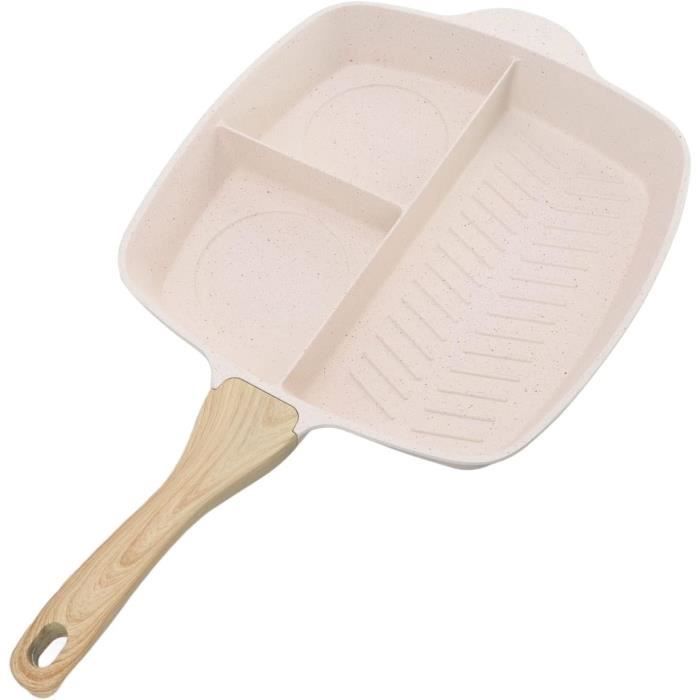 Poêle à Griller AIKENBBKK 24cm - Anti-Adhésive Aluminium, Poignée Amovible (Noir)