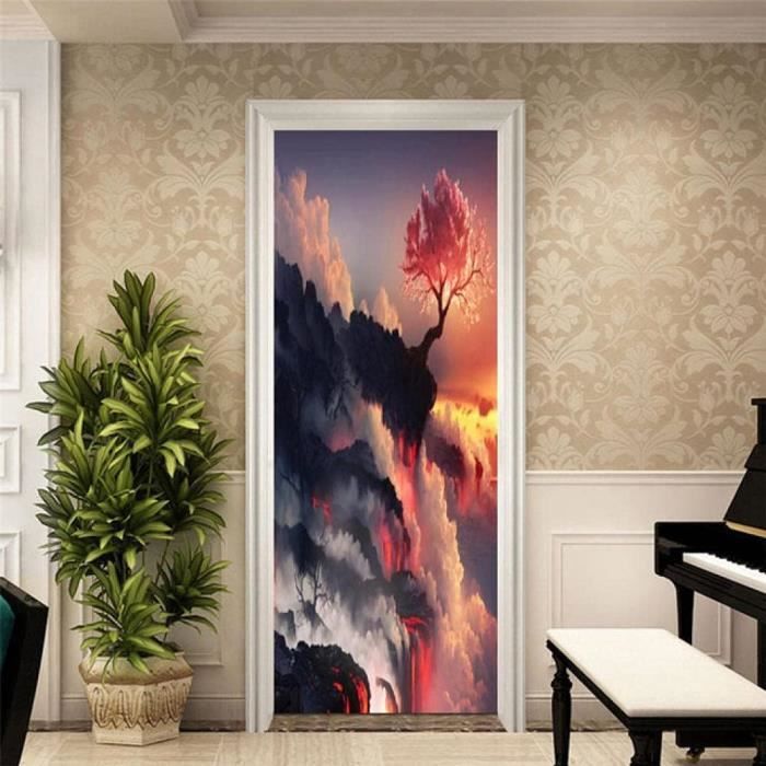 Acheter Autocollant de porte 3D, papier peint auto-adhésif paysage de