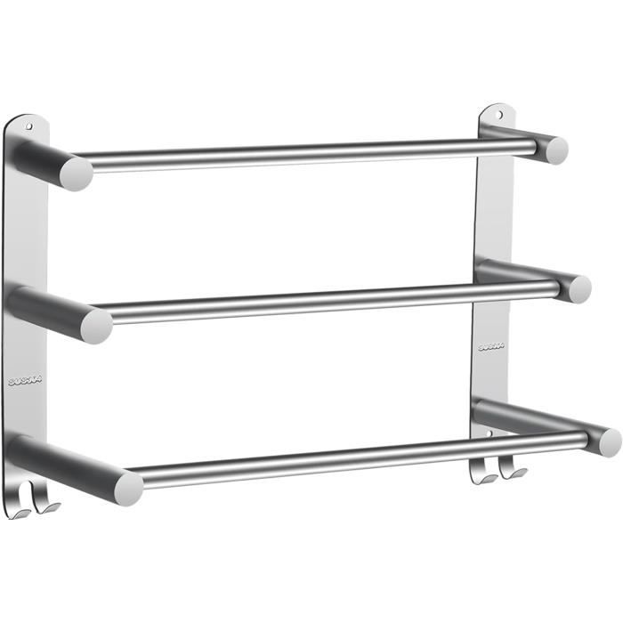 NEWRAIN Porte-serviettes Pour Salle De Bain, Rangement Mural Pour Serviettes De Bain Pliées, Rangement De Salle De Bain, Noir Mat