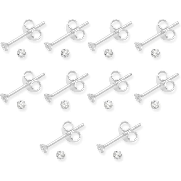 10 Paires De Poteaux Pour Boucles D’oreilles – Argent Sterling 925, Fermeture Bague